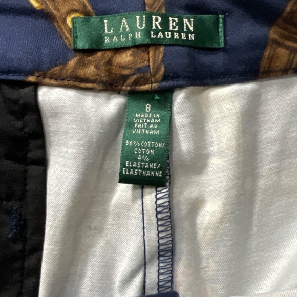 LRL Lauren Ralph Lauren Size 8 Flat Front Cotton City Shorts Navy Equestrian - Picture 10 of 10